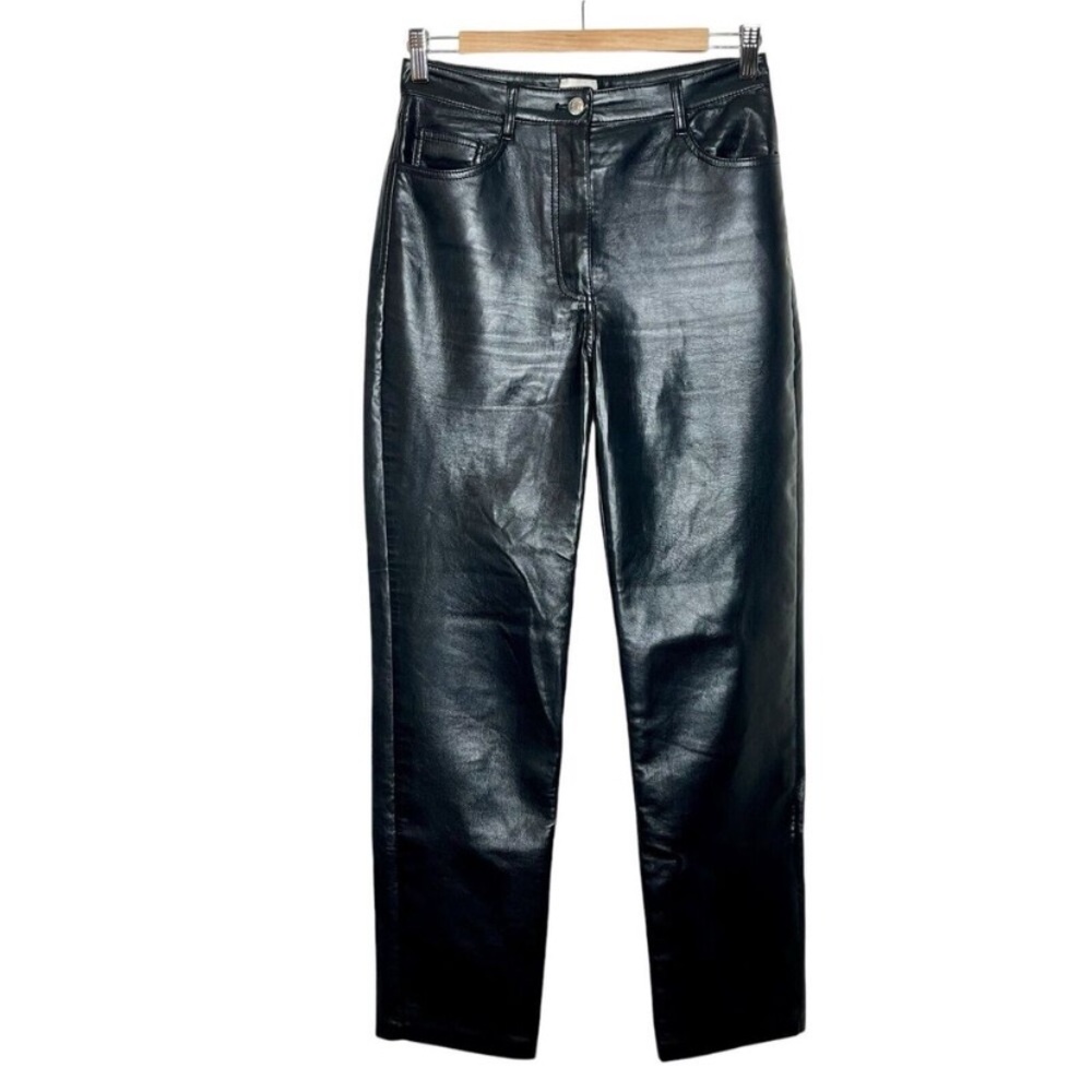 Aritzia Wilfred Melina Faux Leather Pants Black Womens 4 Straight Leg